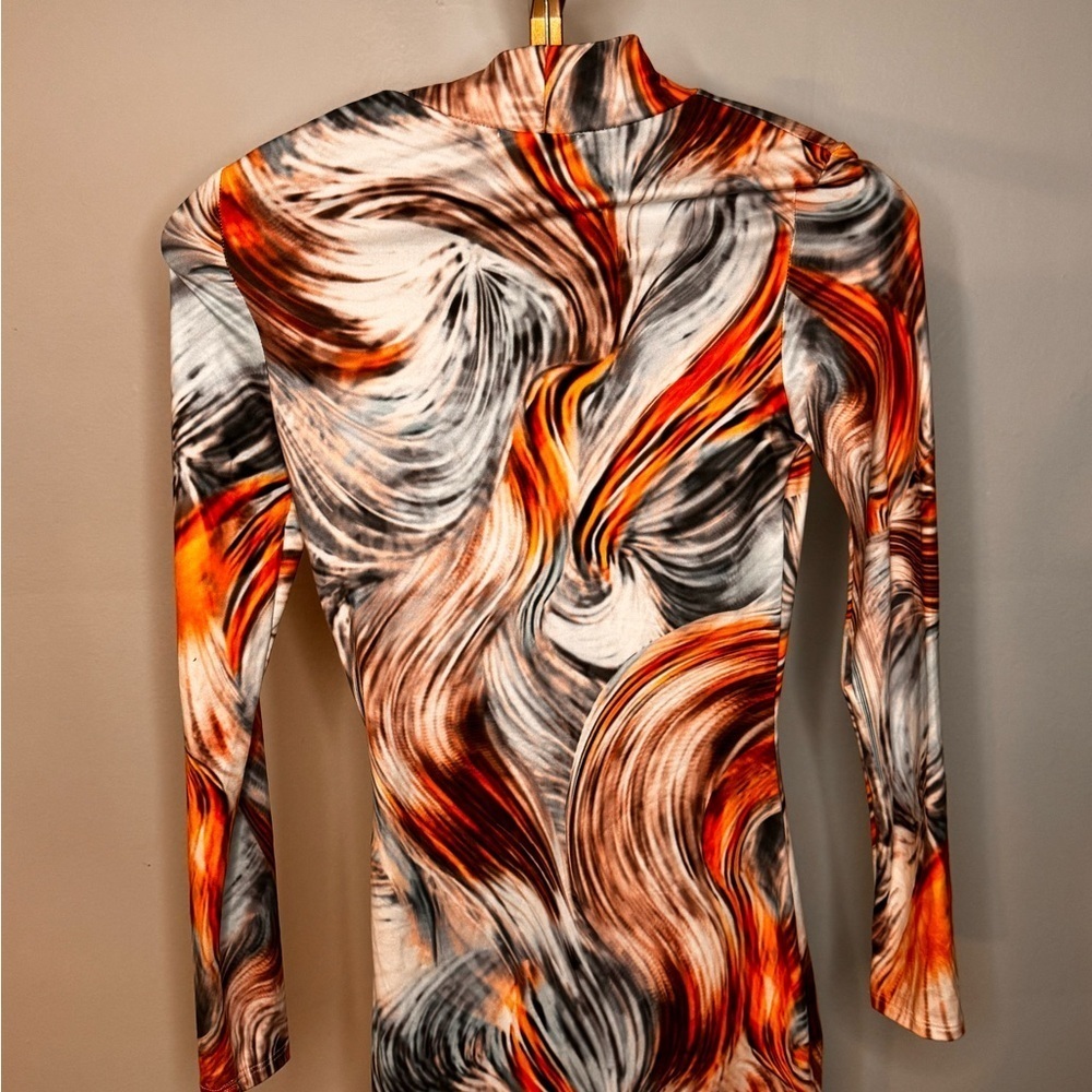 Pastel Swirl Pattern Long Sleeve Dress - Picture 3 of 14